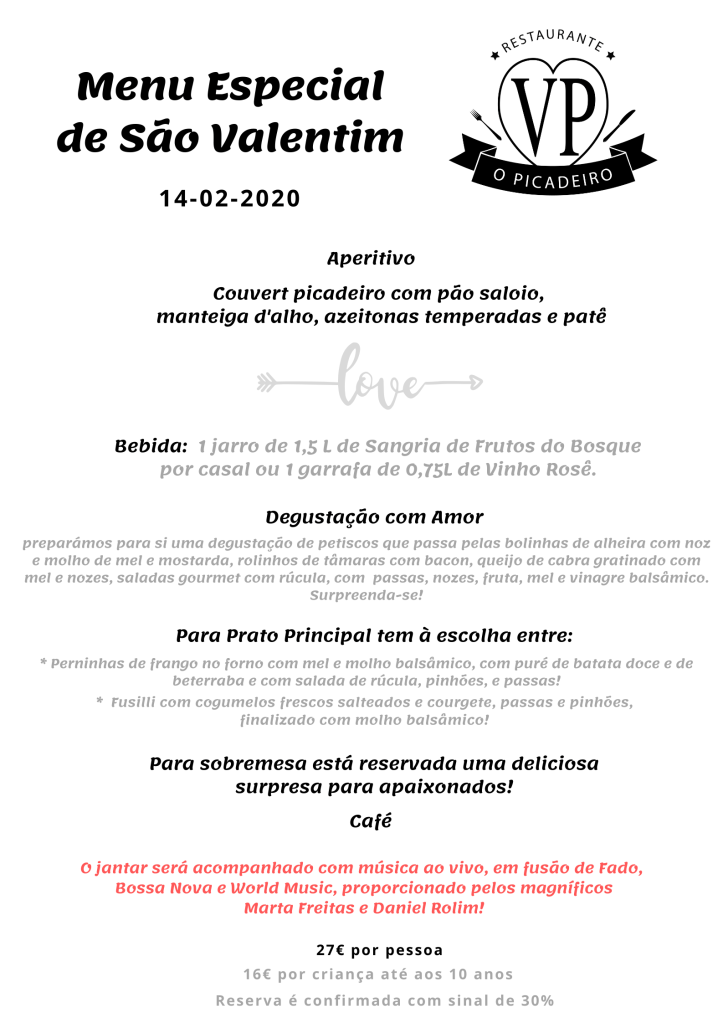 Menu de Jantar de Sao Valentim, dia dos namorados 2020